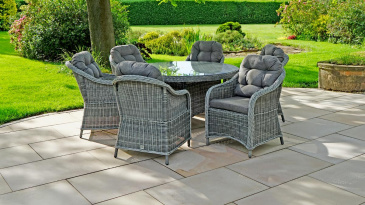 Liv Outdoors - Windsor 6 Seat Rod Weave 1.35m Round Dining Set