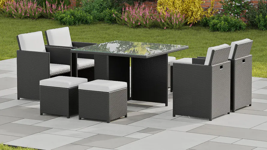 Harts Premium 8 Seat Cube Rattan Dining Set